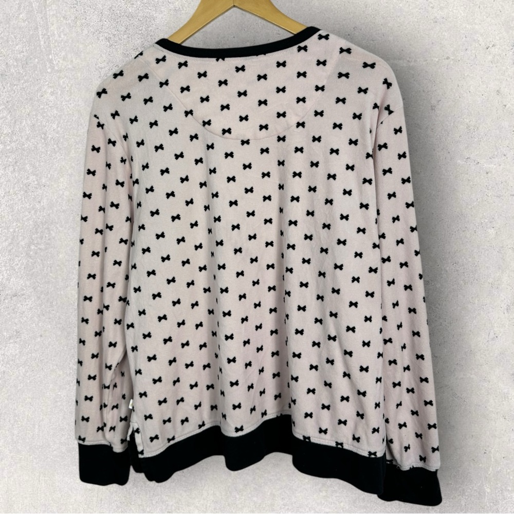 Kate Spade Pink Bow Print Fleece Sweatshirt Top Womens Size XL Loungewear Cozy - Picture 14 of 14